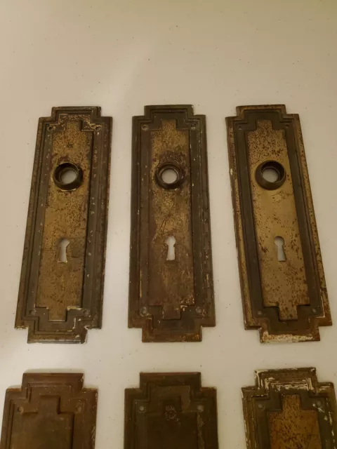 6 Vtg - Unbanded - Matching Brass Door Back Plates 2