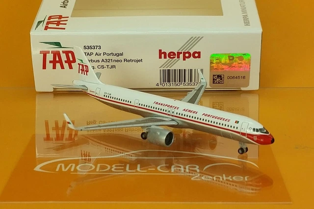 Herpa 535373 TAP Air Portugal Airbus A321neo – Maßstab 1:200, Originalgetreues Flugzeugmodell Aus Kunststoff, Sammlerstück Für Luftfahrtfans, Modellbau Oder Diorama