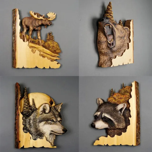 Hand-carved Wooden 3D Look Animal Wall Hanging Unique Home Decor Gift 17 Style