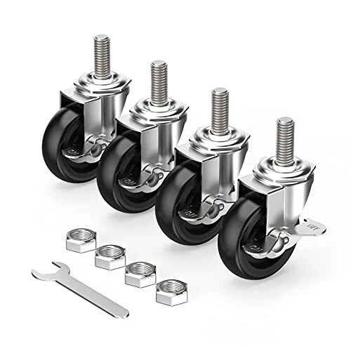 Caster Wheels 3 inch Locking Stem Casters 1/2 -13 x 1-1/2 (Stem Diameter 1/2