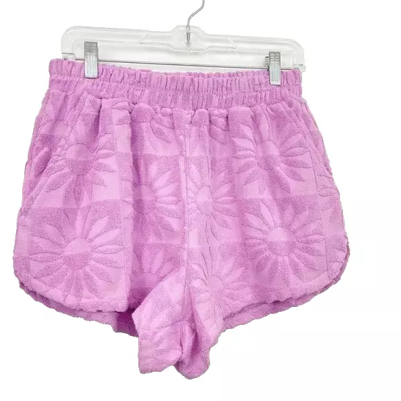 L*Space Soleil Shorts Terry Elastic Waist Pockets Purple/Pink | Size: Medium