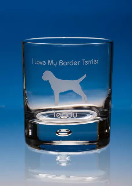 Border Terrier Dog Gift Personalised Engraved Whisky Glass: Choose Your Message