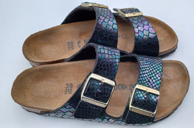 Birkenstock arizona shiny snake black multicolor deals