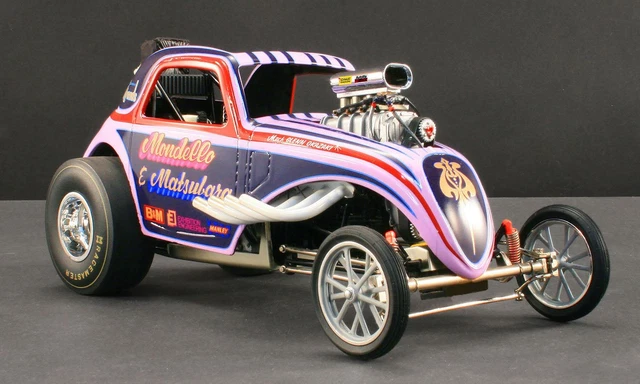 1:18 Fiat Topolino Altered Drag Car -- Mondella & Matsubara Striped -- ACME