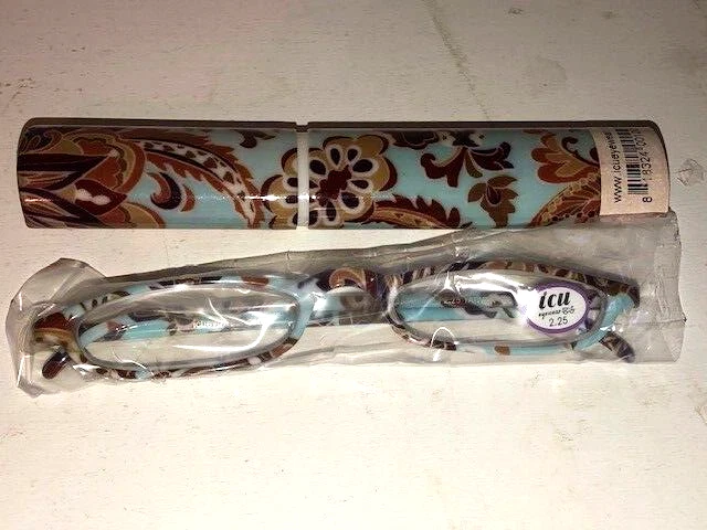 ICU Eyewear Paisley Print Folding Pocket Reading Glasses +2.25