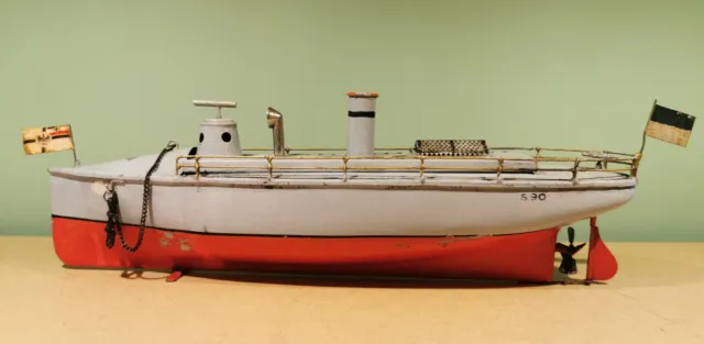 Top Bing GBN Dampfschiff Schiff mit Dampfmaschine 40CM! 1906 Torpedoboot