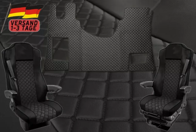 Fußmatten + Sitzbezüge 1+1 Für Mercedes Actros MP4 LKW Automatik Schwarz