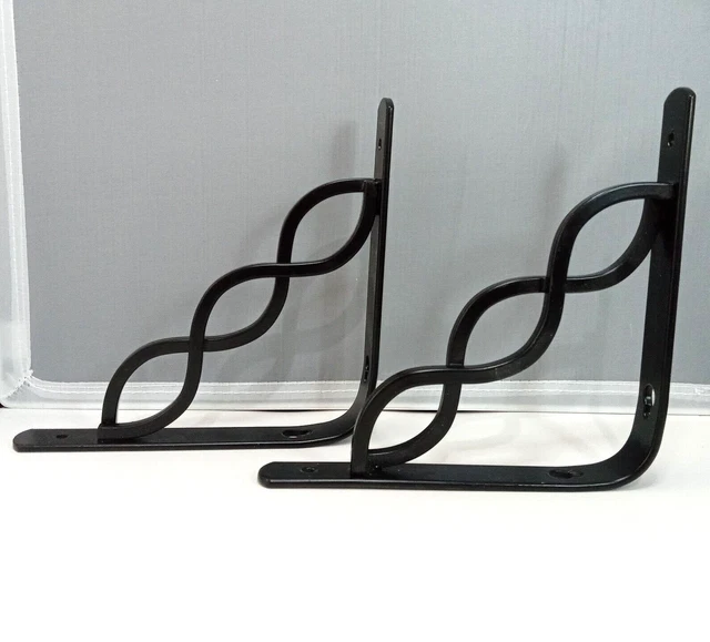 Steel Celtic Scroll Black 6" X 6" Shelf Brackets Lot of 2 Corbels
