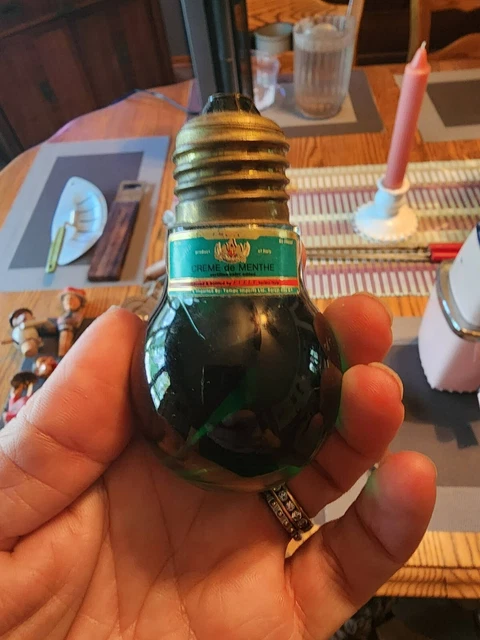VINTAGE LIGHTBULB SHAPED Bottle Cream De Menthe $25.00 - PicClick