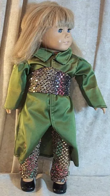 Doll Clothes Made 2 Fit American Girl 18" inch Steampunk 3 pcs Coat Olive Pants