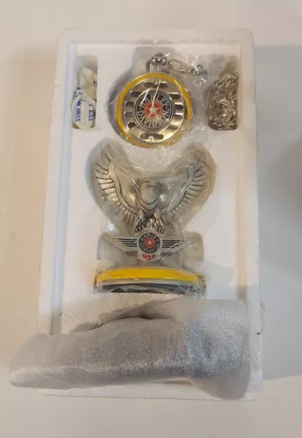 Franklin Mint Harley Davidson Precision Fat Boy Pocket Watch W/ Stand NIB 1998