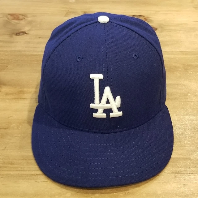 Los Angeles Dodgers Hat Cap New Era Size 7 1/4 Fitted Blue Made USA Y2K On Field