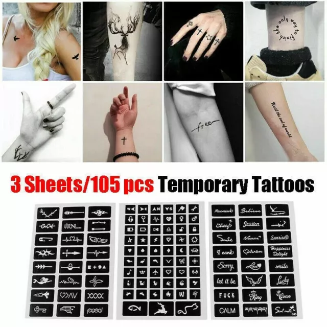 105 Pezzi Tatuaggi Temporanei Stencil Corpo Arte India Henné Kit Adesivo Guida