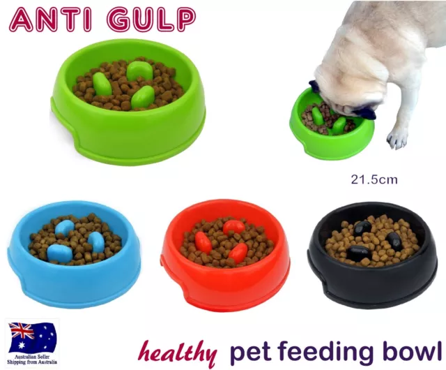 Pet Anti Gulp Feeder Bowl Dog Cat Puppy Slow Food Interactive Dish 800ml Colours