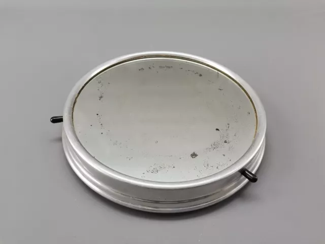 DDR Tortenplatte mit Glasplatte drehbar spiegelnd 24 cm servieren Metall Vintage