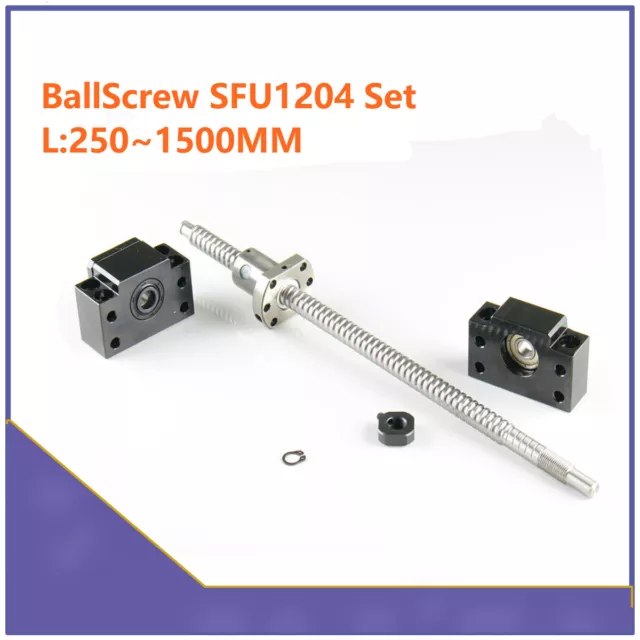 SFU1204 RM1204 250mm-1500mm CNC Ball Screw & Single Ballnut BF/BK10 End Support