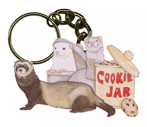 Ferret Cookie Jar Keychain Wooden