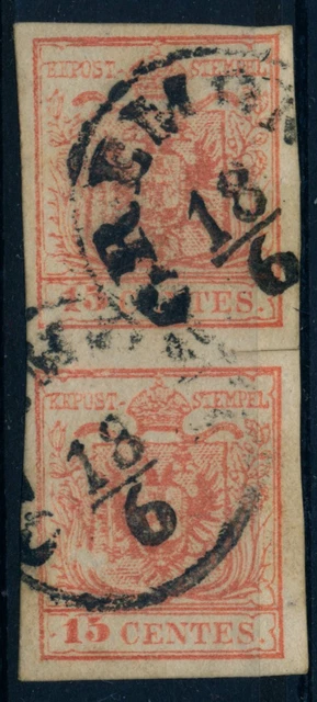 LOMBARDEI-VENETIEN 1850 2*3kr, PAAR! MP, Type III. CREMONA. Schön und attraktiv