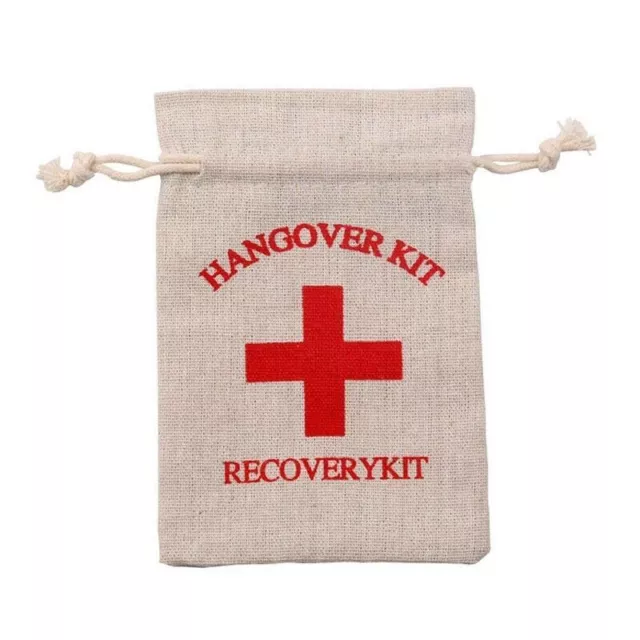 10x Hangover Recovery Kit Muslin Favour Bags Rustic Hens Party Engagement AU 3