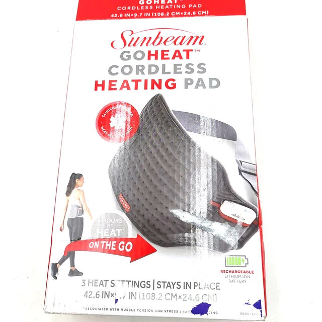 SUNBEAM GOHEAT CORDLESS Heating Pad Gray 2000825 with Charger 3
