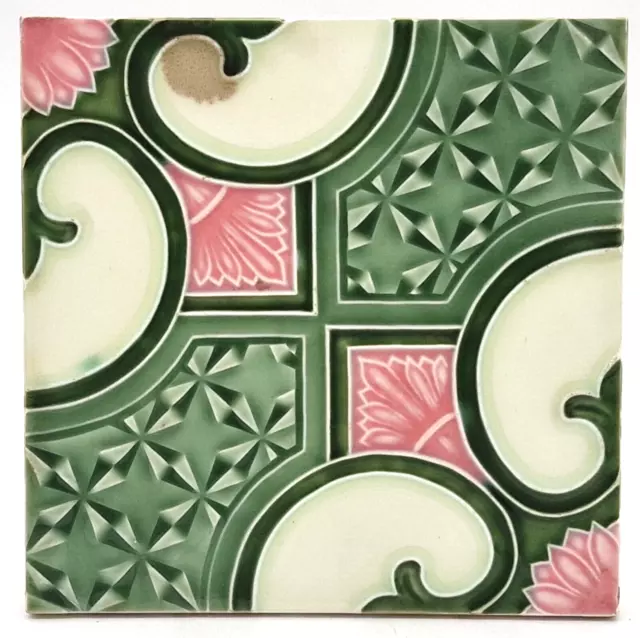 Art Nouveau Majolica Tile Made in Japan By Haruzo Saji Tileworks AE1