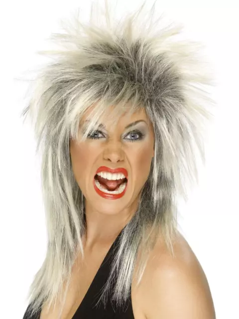 80s Rock Diva Parrucca Bionda Tina Turner Mullet Donna Accessorio per Costume