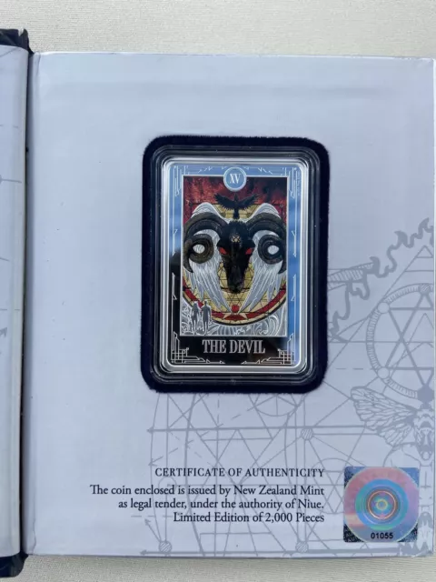 Cartas del tarot Niue 2024 del diablo 1 oz de plata