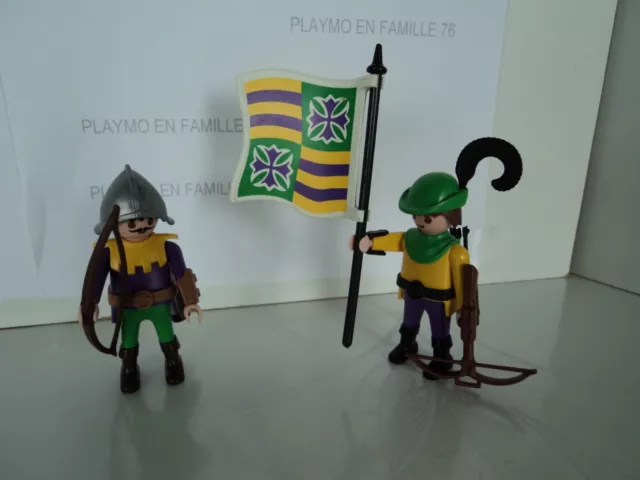 PLAYMOBIL vintage médiéval drapeau lot chevaliers archers du set 3889 de 1997