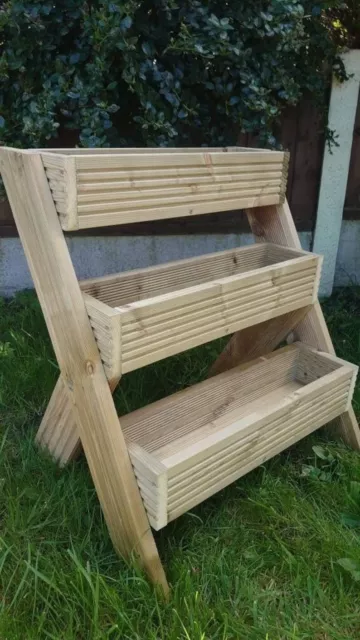 Tiered free standing wooden garden planter,Flower Herb Planter,Wooden Herb Box,