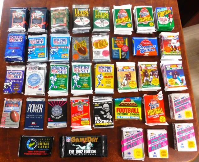 Huge Wholesale Lot of 1875 Sealed Unopened Vintage NFL Football Cards in Packs