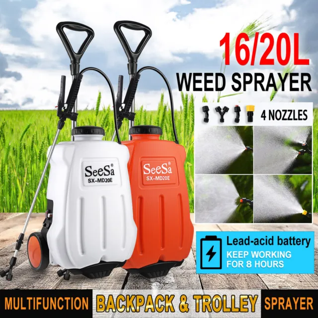 16/20L Electric Weed Sprayer Wheel Spot Spray Backpack Garden Tank Pump Trolley