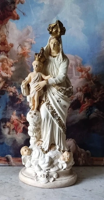 STATUE NOTRE DAME Des Victoires Vierge Marie En Platre Old Our Lady Of ...