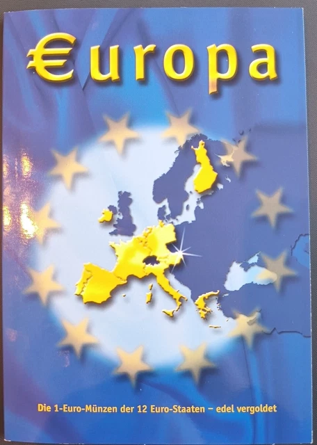 2 x 1 Euro Vergoldet Im Folder Die 1 Euro Münzen Der 12 Euro Staaten NUR 2...