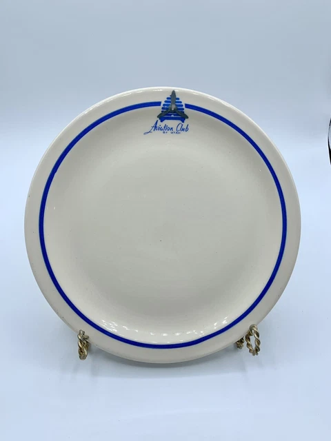 Vintage AVIATION CLUB OF UTAH Airplane RESTAURANT WARE PLATE STERLING 8 1/4”