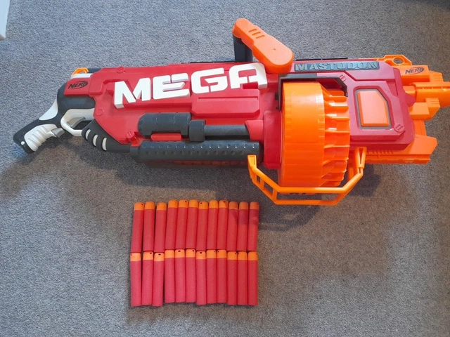NERF MEGA MASTODON Blaster Gun Battery Powered Darts.COMES WITH 24 ...