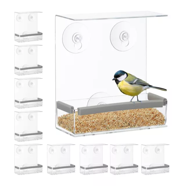 Mangeoire à oiseaux lot 10 Petite maison distributeur de nourriture transparent