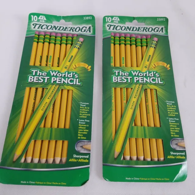 Ticonderoga Pencils #2 HB 2 New packs 20 Sharpened Pencils 33892 Premium Wood