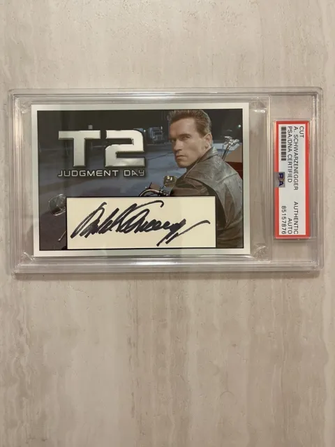 Arnold Schwarzenegger Signed Custom Card Cut PSA DNA Slabbed Auto Terminator 2