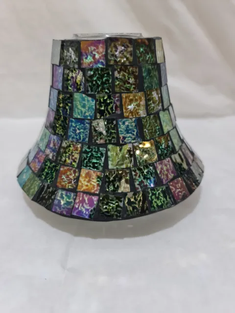 Kerzenschirm Mit Design Glas Eingelegt Mehrfarbige Stücke Grossgrösse