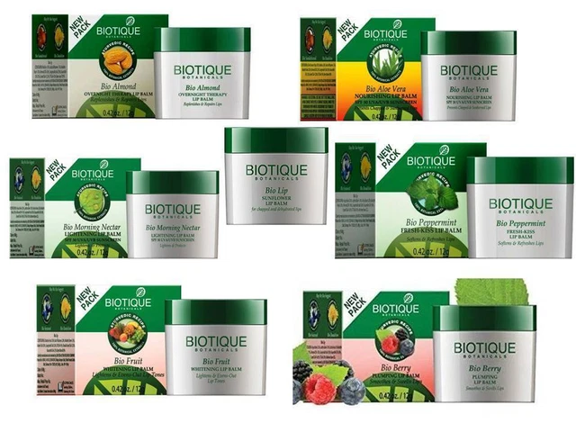 Baume à Lèvres Biotique 7 Variantes 12 Gm Chaque Soin des Lèvres Ayurvédique