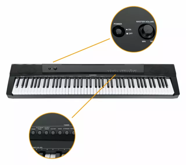 Digital 88 Tasten Keyboard E-Piano Stage Piano 146 Sounds Set Ständer Hocker 2