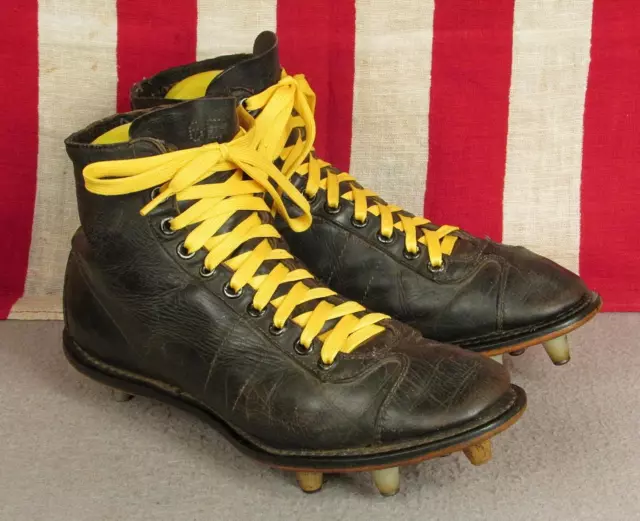 VINTAGE 1950S MACGREGOR Black Leather Football Shoes Cleats High Top Sz.6  Nice! $129.00 - PicClick
