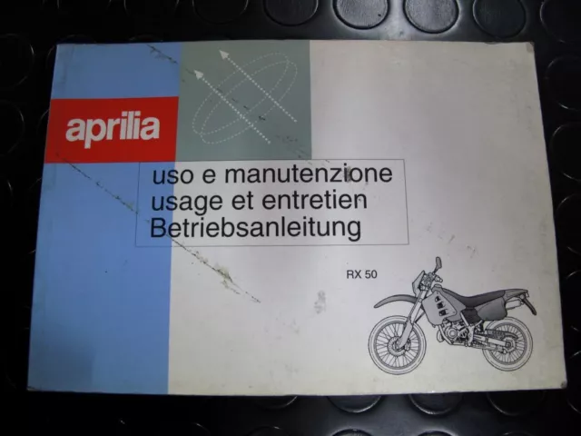 Aprilia Rx50 Rx 50 Onwner's Manual Libretto Uso E Manutenzione Handbuch Use 1996