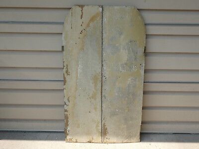 19th C EARLY PRIMITIVE SOLID WOOD CUPBOARD DOORS OLD CHIPPY PAINT SHABBY CHIC