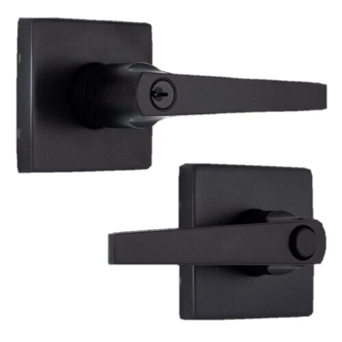 BRINKS PUSH PULL Rotate Matte Black Keyed Entry Anna Lever Set, Push