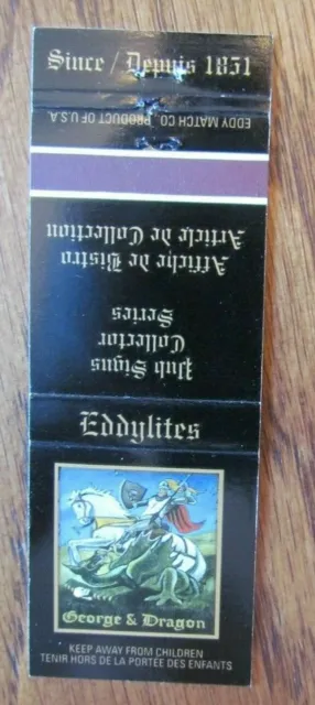 Knight On Matchbook Matchcover: George & Dragon Pub Sign (Canada) -E13