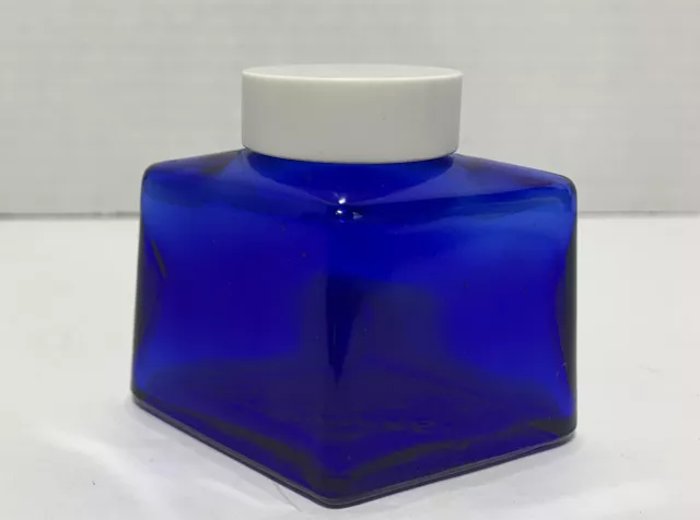 Vtg Parker Cobalt Blue Glass Ink Bottle Made In Usa Diamond Shape