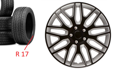 Astra Set Of 4 17" Wheel Trims Covers Black + Silver Gtx Carbon Hub Caps 17 Inch