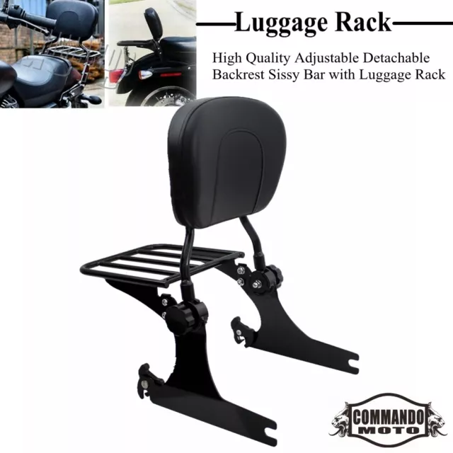 Motorcycle Sissy Bar Backrest Luggage Rack For Harley Davidson Dyna Street Bob