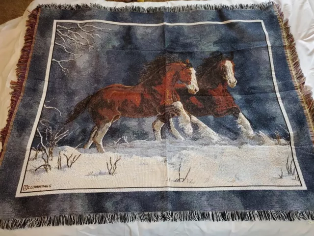 Mohawk Home Cummings Horse Tapestry Throw Blanket Mustang Western Country 45x56"